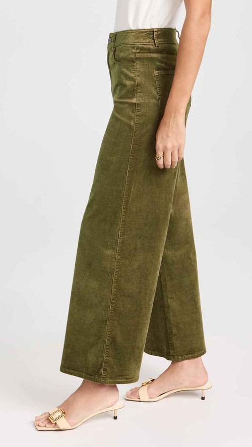 PAIGE Women's Harper Ankle Corduroy Pants, Army, Green, 31