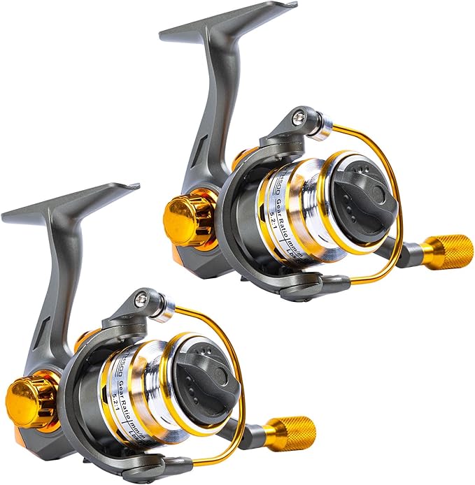 Goture 2Pcs Ice Spinning Fishing Reel Ice Fishing Combo - Size 500, Right/Left Handle Position, Light Weight, Ultra Smooth...