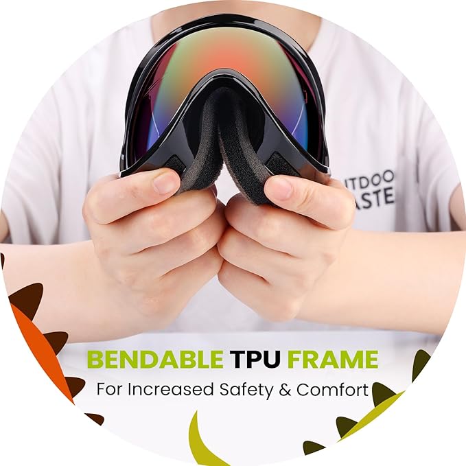 OutdoorMaster Kids Ski Goggles - Helmet Compatible Snow Goggles for Boys & Girls with 100% UV Protection