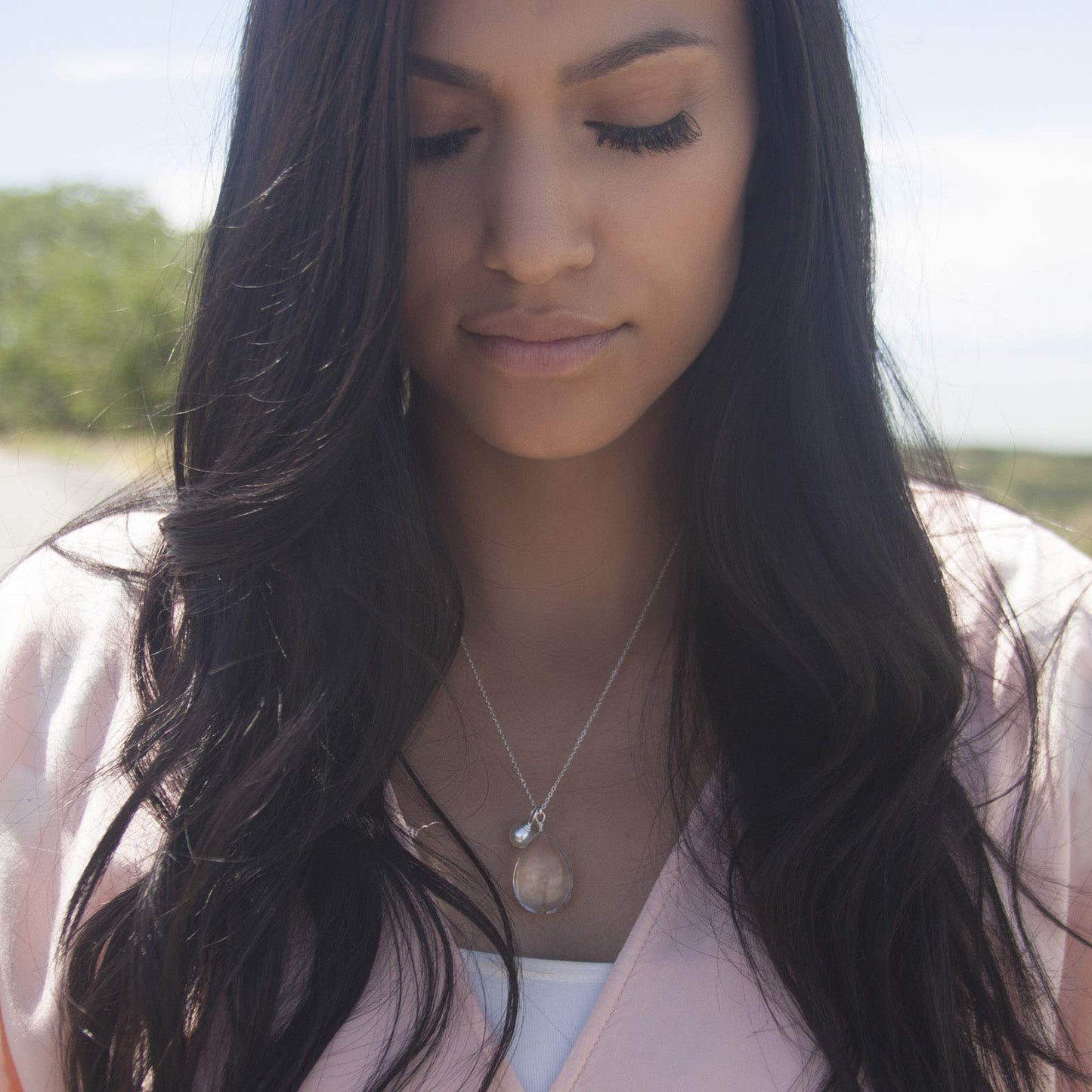Popular Glass Dandelion Wish Pendant Necklace with Crystal Pearl Charm on 18 Inch Sterling Silver Chain, Beautifully Elegant Gift, by Aimee Tresor Jewelry