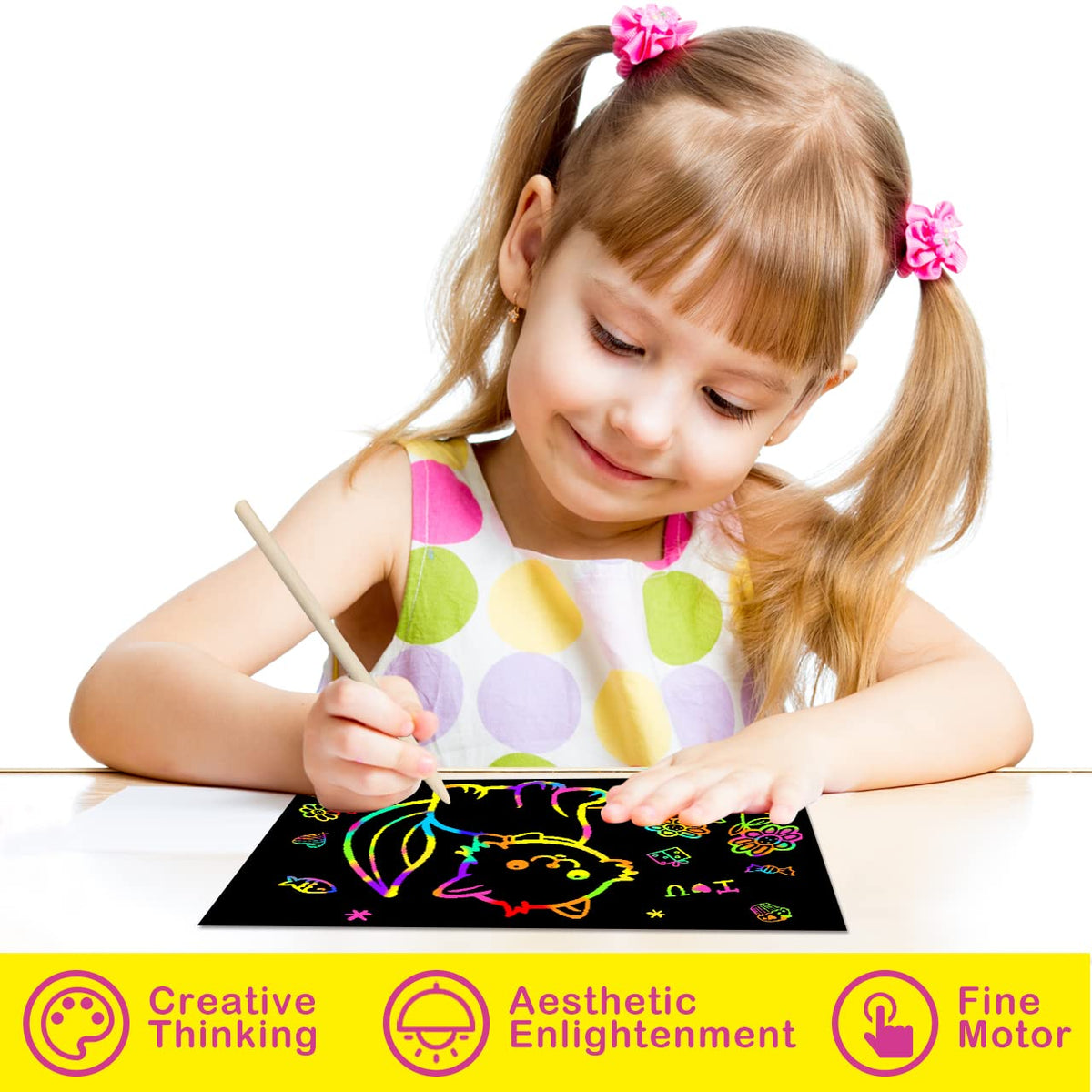 FUNNYB&G Rainbow Scratch Paper for Kids: 117 Pcs Rainbow Scratch Art for Kids Bulk Arts and Crafts Halloween Christmas Stocking Stuffers Birthday Gifts for 3-12 Years Old Girls Boys.