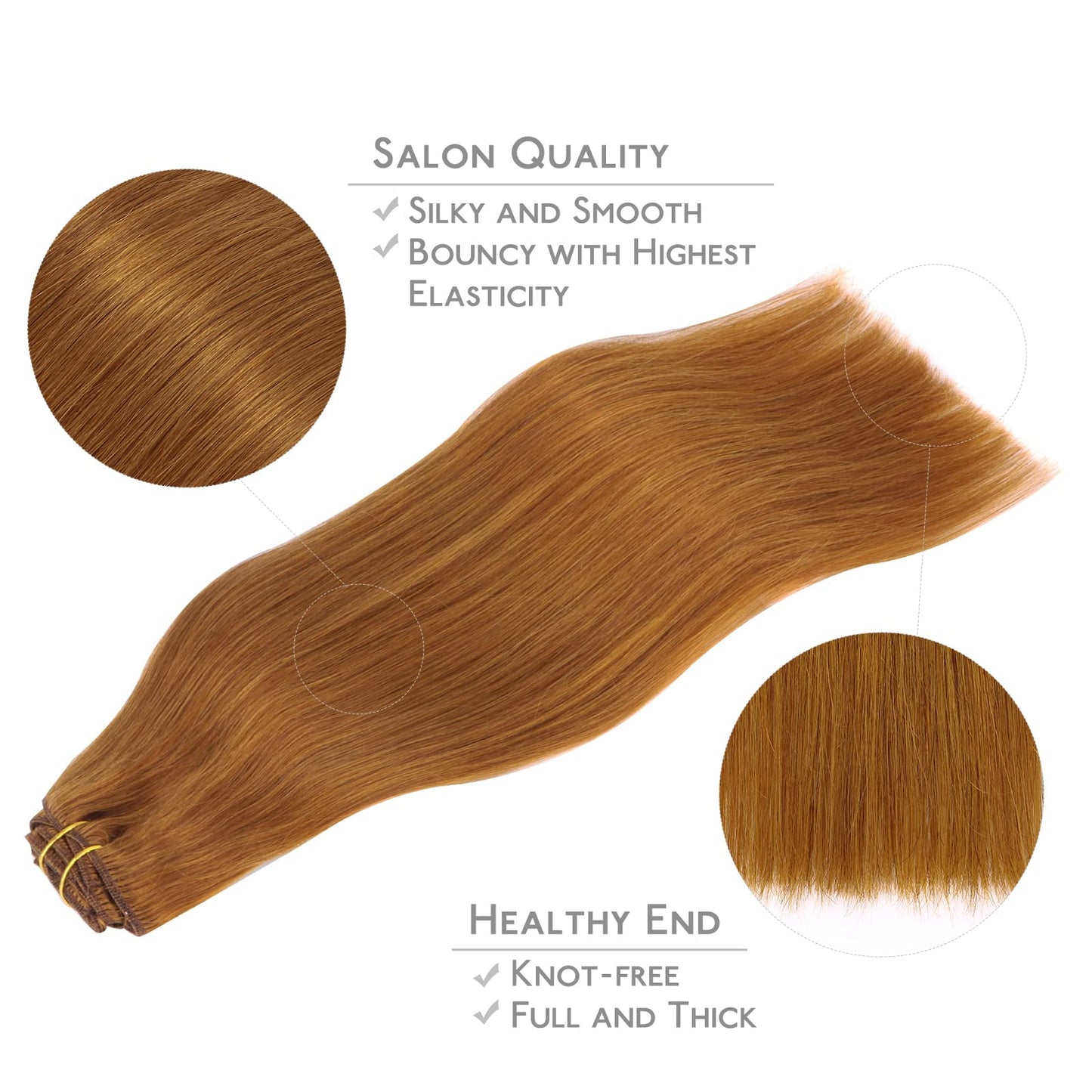 WENNALIFE Clip in Hair Extensions Real Human Hair, 14 Inch 120g 7pcs Clip in Hair Extensions Real Human Hair, Auburn Ginger Huma