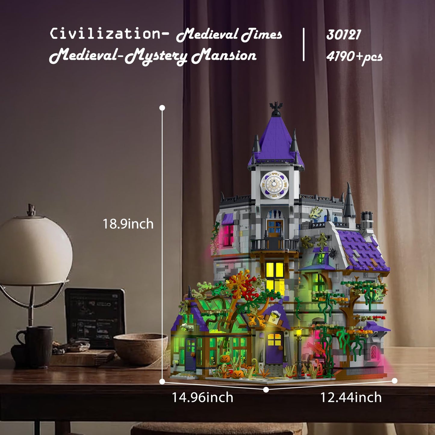 JMBricklayer Medieval Castle House Building Set for Adults, Ideas House Model Toy Construction Set with LED Lights, Medieval Mystery Mansion Collectible or Home Office Decor, Gift for Boys Girls 30121