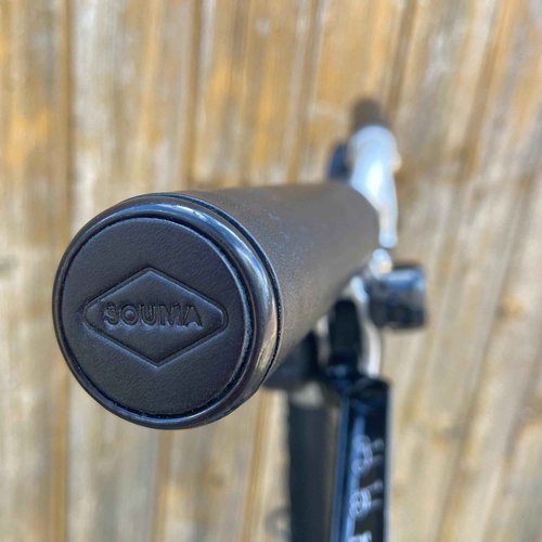 Leather Handlebar Grips for Brompton bicycle - Full grain leather, Grip for Brompton folding bike (Black)