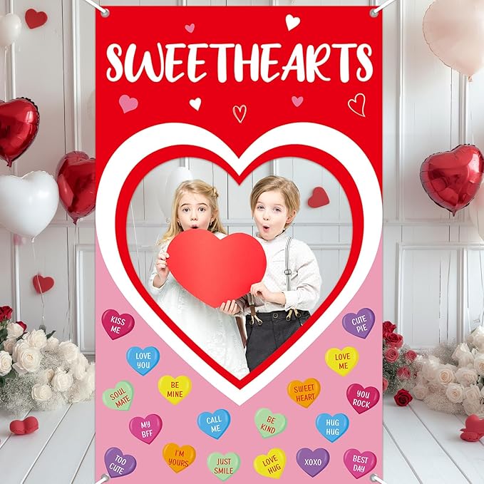 Valentine's Day Candy Heart Photo Prop Selfie Frame Valentine's Day Party Decoration Sweet Candy Conversation Hearts Hangi...
