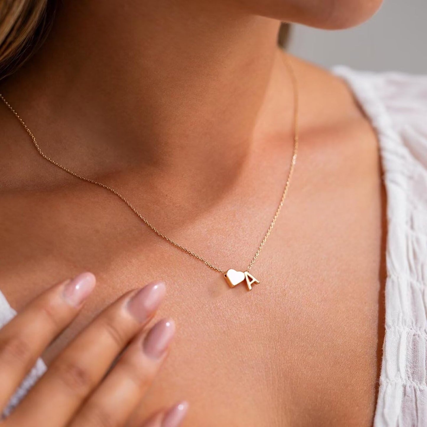 Turandoss Gold Heart Initial Necklace for Women - 18K Gold Plated Letter A Pendant Necklace Dainty Heart Necklaces Tiny Initial Necklaces Birthday Gifts for Women Jewelry