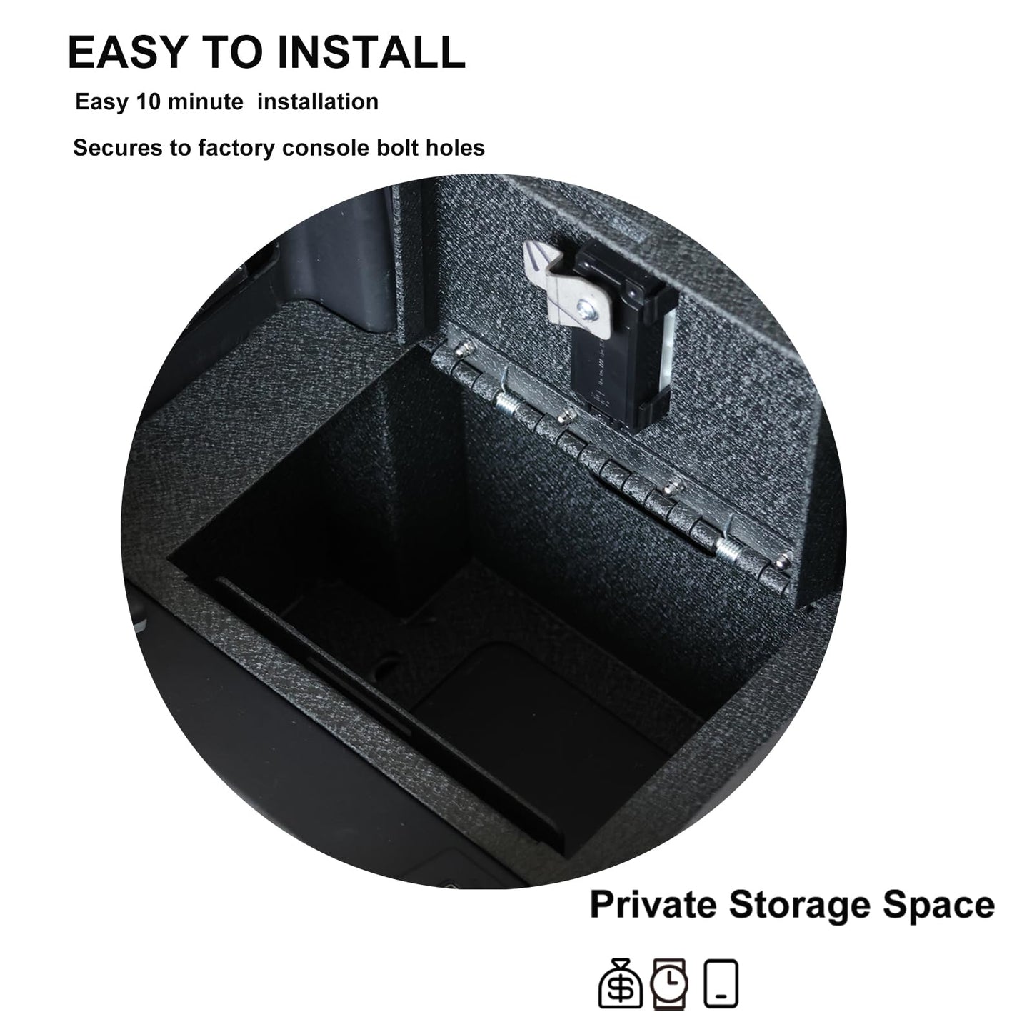 Center Console Safe Vault - KEREN Console Gun Safe Box Compatible with Tesla Model 3 2024-2025, High Security 4 Digit Combination Lock