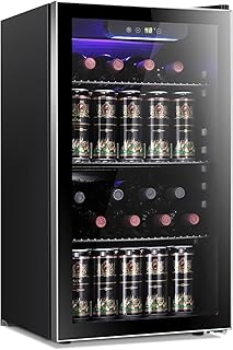 Antarctic Star 26 Bottle 130 Can Wine Cooler/Cabinet Beverage Refrigerator Mini Wine Cellar Beer Soda Clear Glass Door Bar...