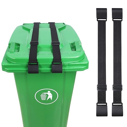 Vitalight 2PCS Trash Can Locks for Animals，Bear Proof Trash Can Locks with Durable Metal Claws, Adjustable Strap Fit for Most Outdoor Garbage Cans (28-96 Gallon)
