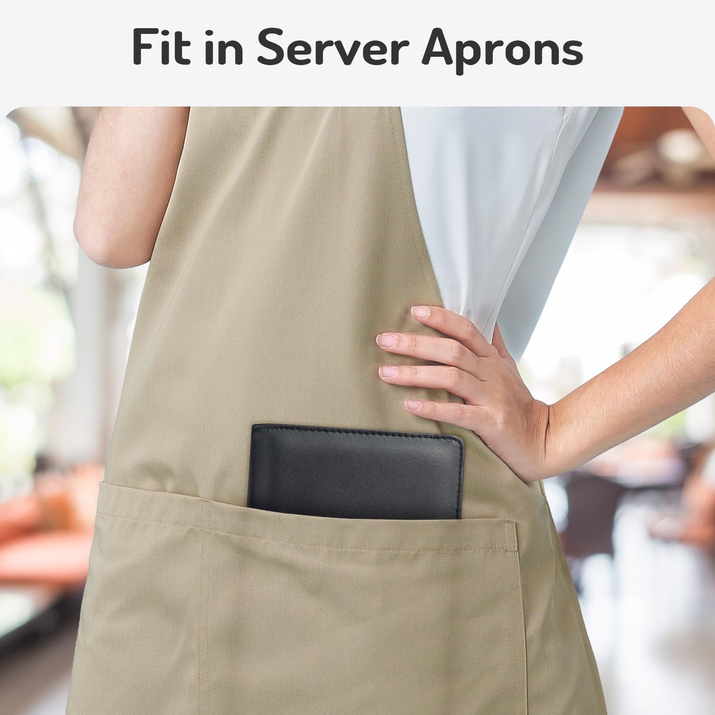 Forvencer Server Book High Volume, Expandable Waitress Book with 2 Zipper & Magnetic Pocket,5"×9", Server Books for Waitresses, Waitress Accessories, Fits Restaurant Check, Waitress Apron (Black)