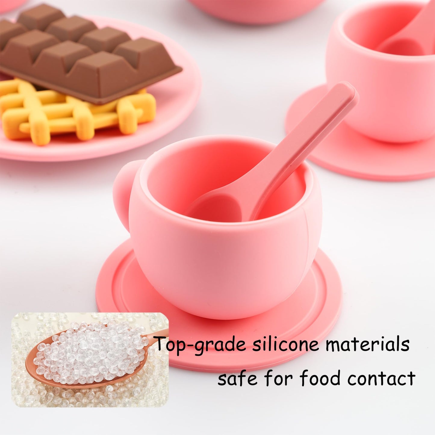Silicone Tea Set for Toddlers,Play Tea Party Set,A Cute Pink Outfit Suitable for Toddler Girl