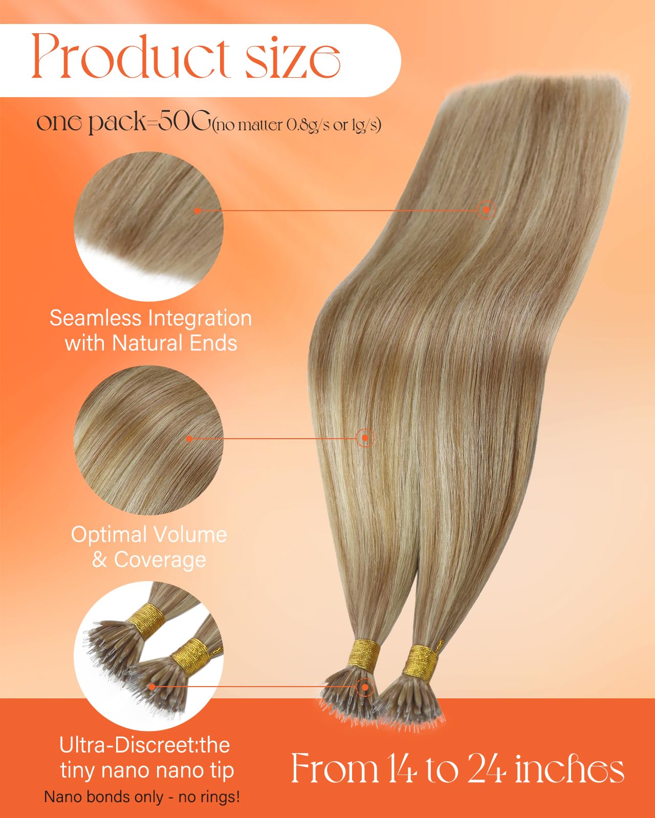 Sunny Hair Nano Bead Hair Extensions Blonde Nano Extensions Human Hair Light Blonde Nano Ring Hair Extensions Real Human Hair Hi