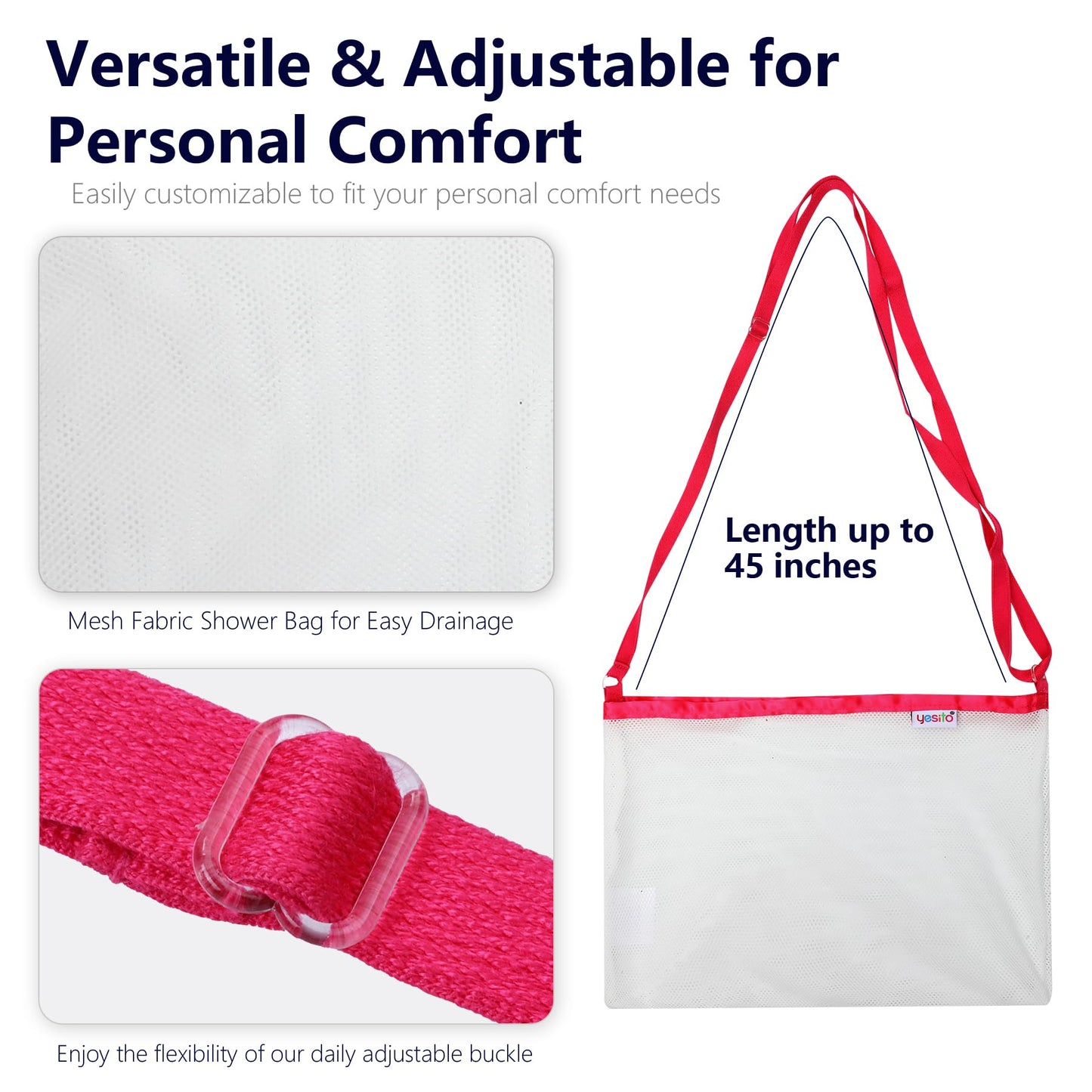 Yesito Mastectomy Drainage Pouch and Shower Support Adjustable Comfort (Pink)