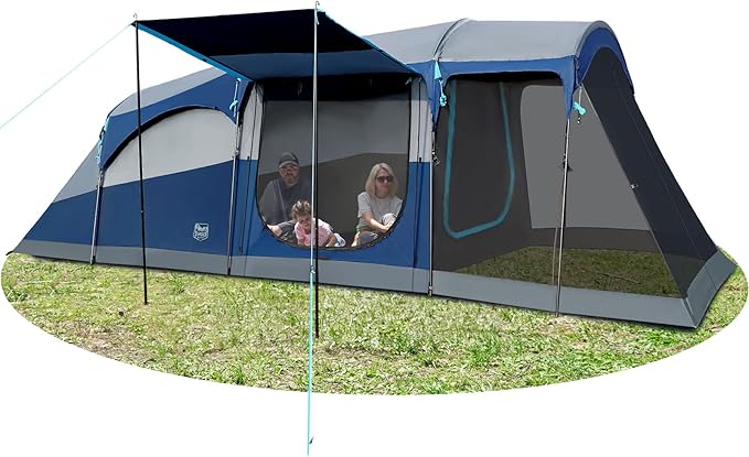 TIMBER RIDGE 8 Person Family Camping Tent with Screen Room, Double Layer Waterproof Weather Resistant Big Tunnel Tent with...