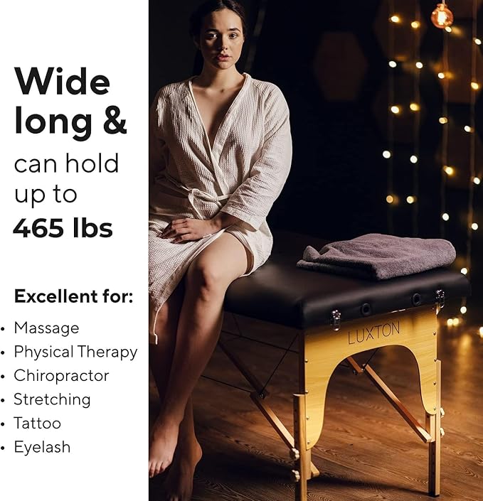 Luxton Home Premium Foam Massage Table Portable Foldable Massage Bed Height Adjustable, 72 Inches Long 27 Inches Wide Home Salon Spa Bed Tattoo Table with Accessories & Rolling Case, Easy Set Up