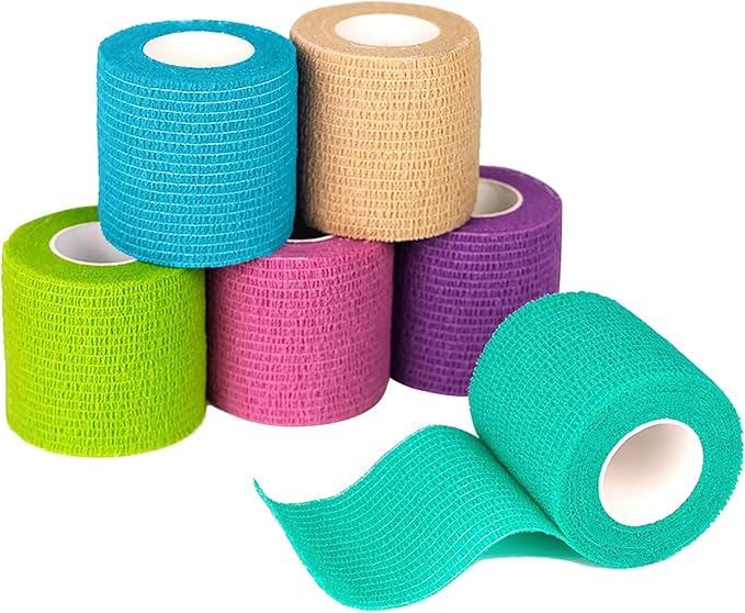 FriCARE Self Adhesive Bandage Wrap, Medical Tape in First Aid Kit, Cohesive Bandages for Wounds Sport Vet, 2 Inches X 5 Ya...