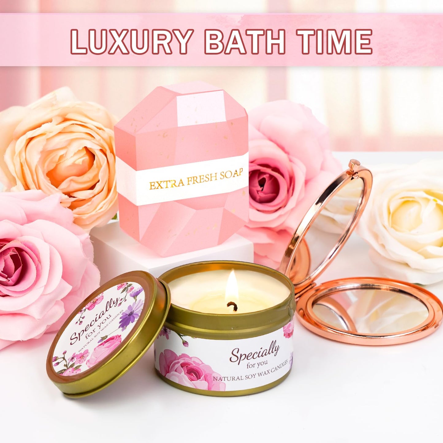 ElatedMore Birthday Gifts for Women Friendship Self Care Package Gifts for Women Get Well Soon Gift Baskets Relaxing Blanket Gifts Box for Sister Mom Wife Friend Her Fantasy Box (Pink)