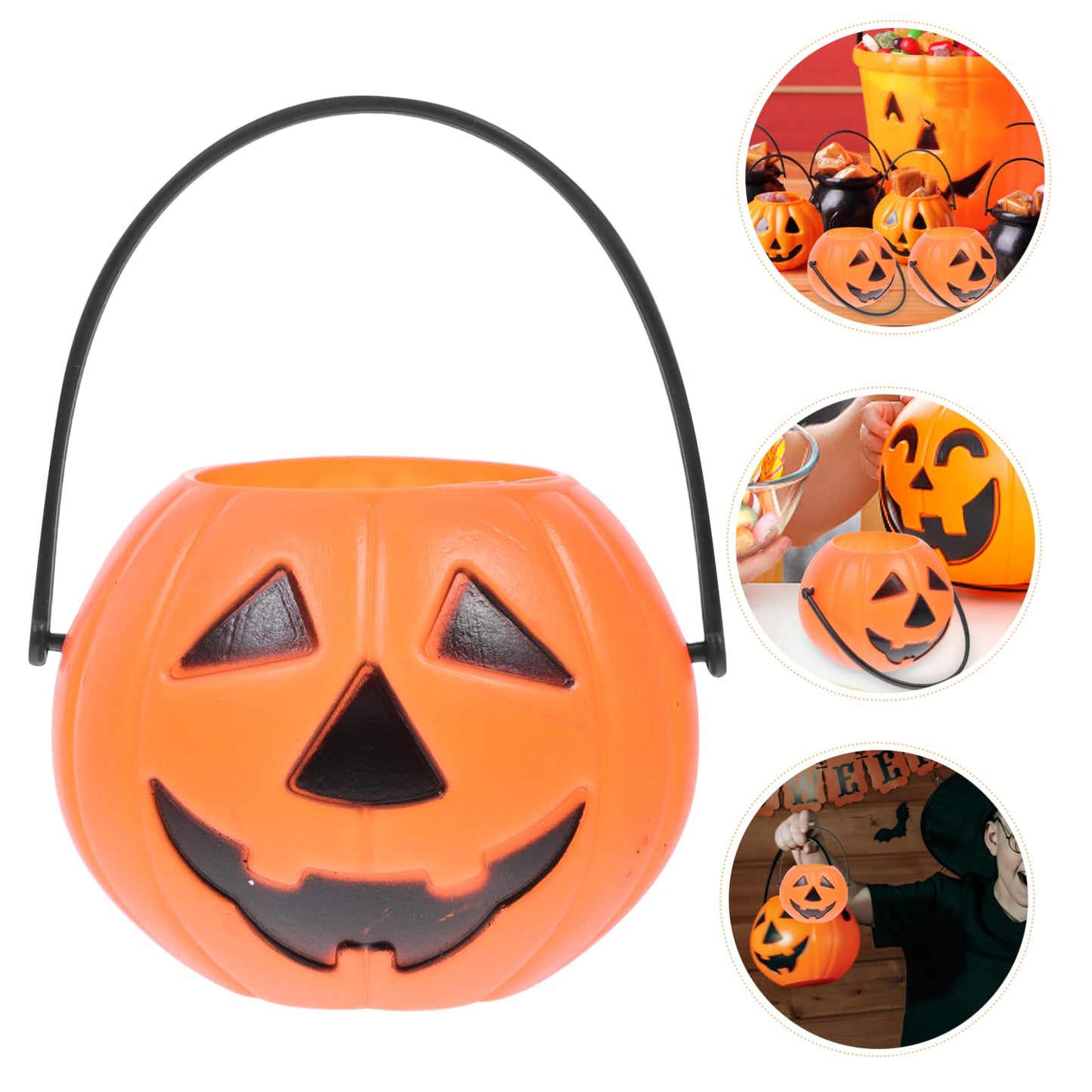 Ipetboom Halloween Candy Bucket, 8pcs Small Halloween Pumpkin Bucket Treat Holder Pail Water Containier Party Candle Holder |3.35 x 2.17 x 1.77 inches