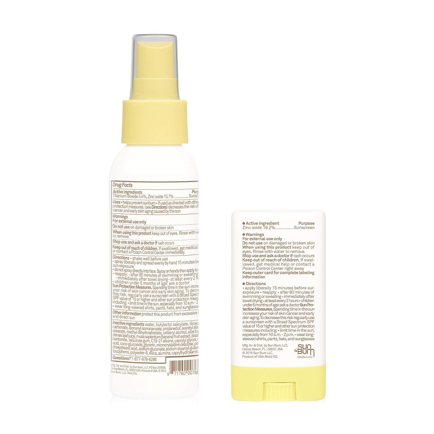 Sun Bum Baby Bum SPF 50 Sunscreen Spray & Face Stick | Mineral Uva/Uvb Face & Body Protection for Sensitive Skin | Fragrance Fre