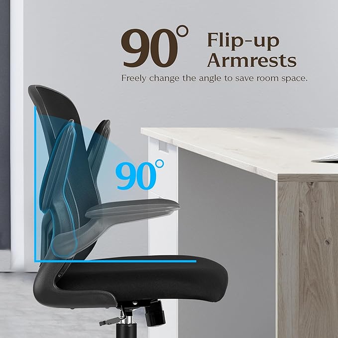 FelixKing Office Desk Chairs, Ergonomic PC Desk Chair with Wheels, Adjustable Lumbar Support and Height, Swivel Computer Chair with Flip-up Armrests, Ergo Mesh Backrest for Working (Black, Pack of 6)