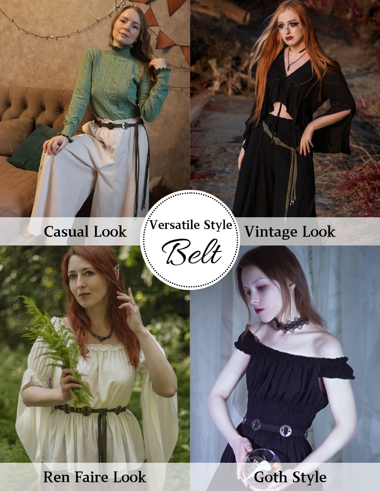 Scarlet Darkness Black Renaissance Belts for Women Costume Tied Belts Medieval Accessories Black