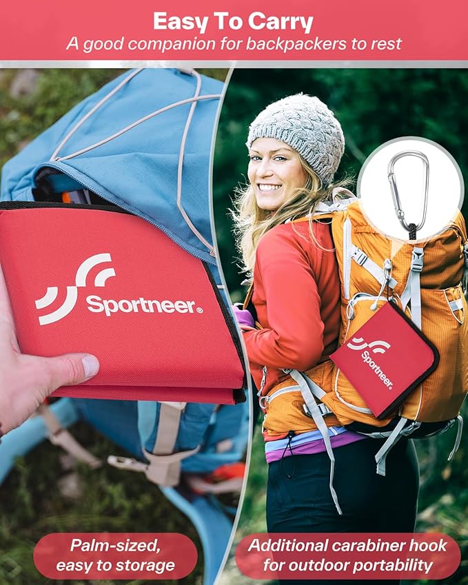 Sportneer Sitting Pad, Lightweight Waterproof Folding Seat Pad for Backpacking, 15.75'' x 15.75'' Portable Camping Seat Mat for Hiking, Picnics & Outdoor Use