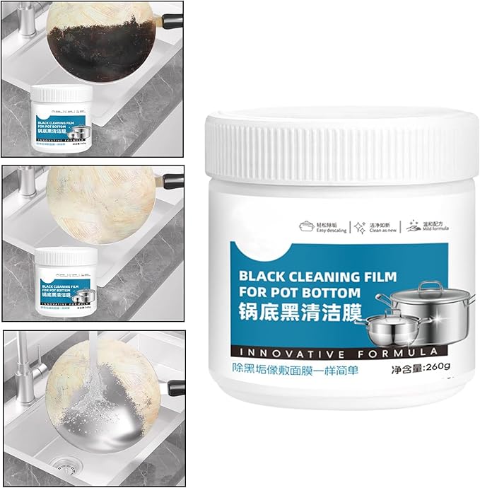 Burnt Pan Cleaner, Safe & Easy Application, 260g, Cookware Degreaser Paste, Cookware Deep Cleaning Paste, Stubborn Oil Removal, Powerful Degreasing Formula, for Stove, Oven, Grill, Cooktop, Microwave