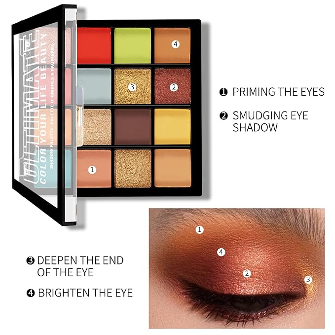 Boobeen Colorful Eyeshadow Palette Makeup-16 Colors, Matte and Glitter Eyeshadow, Bright Eyeshadow palettes, Blendable, Easy to Build Dramatic Glamour Looks (02#)