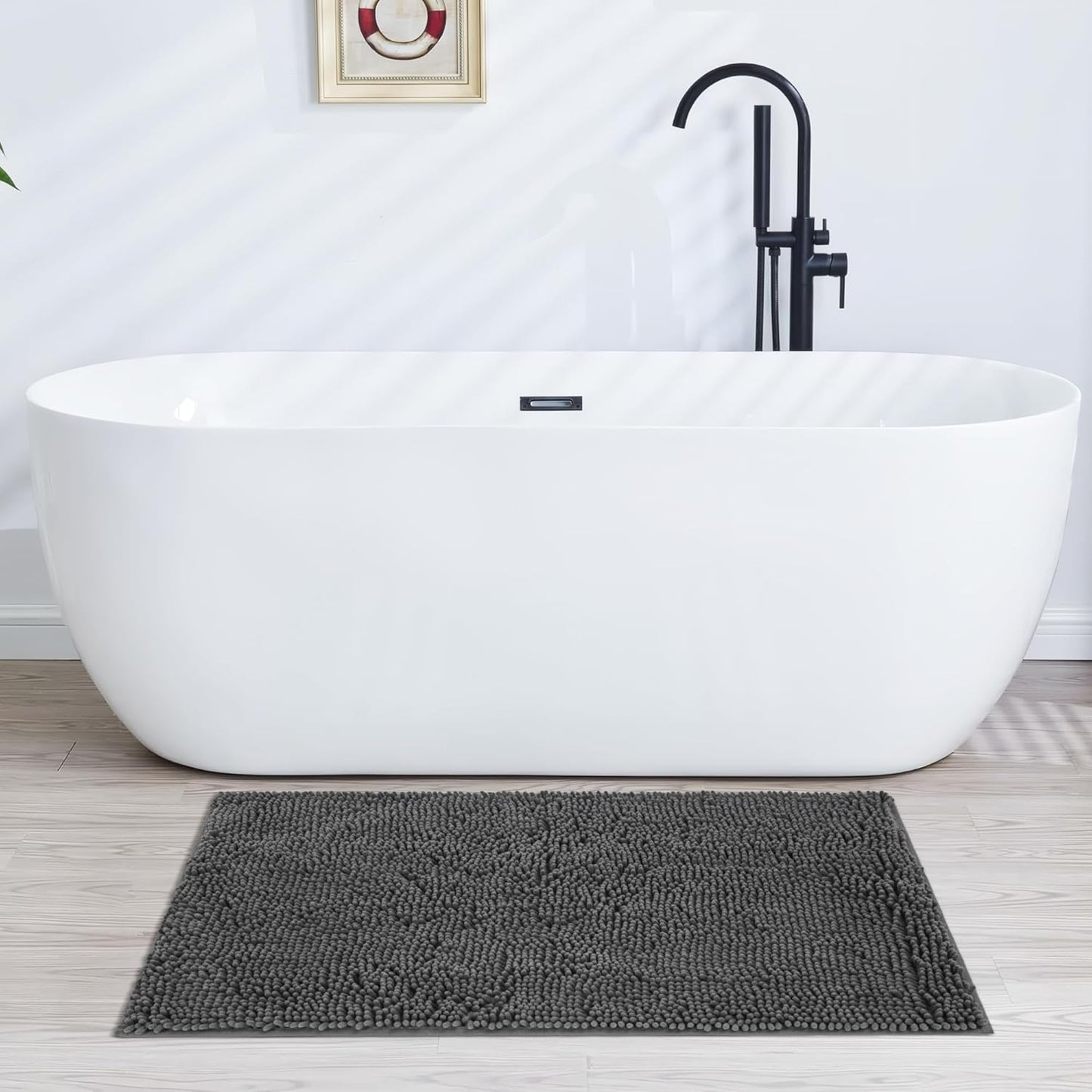 Bathroom Rugs 72"x48", Ultra-Soft Bath Rugs Quick Dry, Non Slip Absorbent Chenille Bath Mats for Bathroom Floor, Tub, Shower, Toilet, Machine Washable, Grey