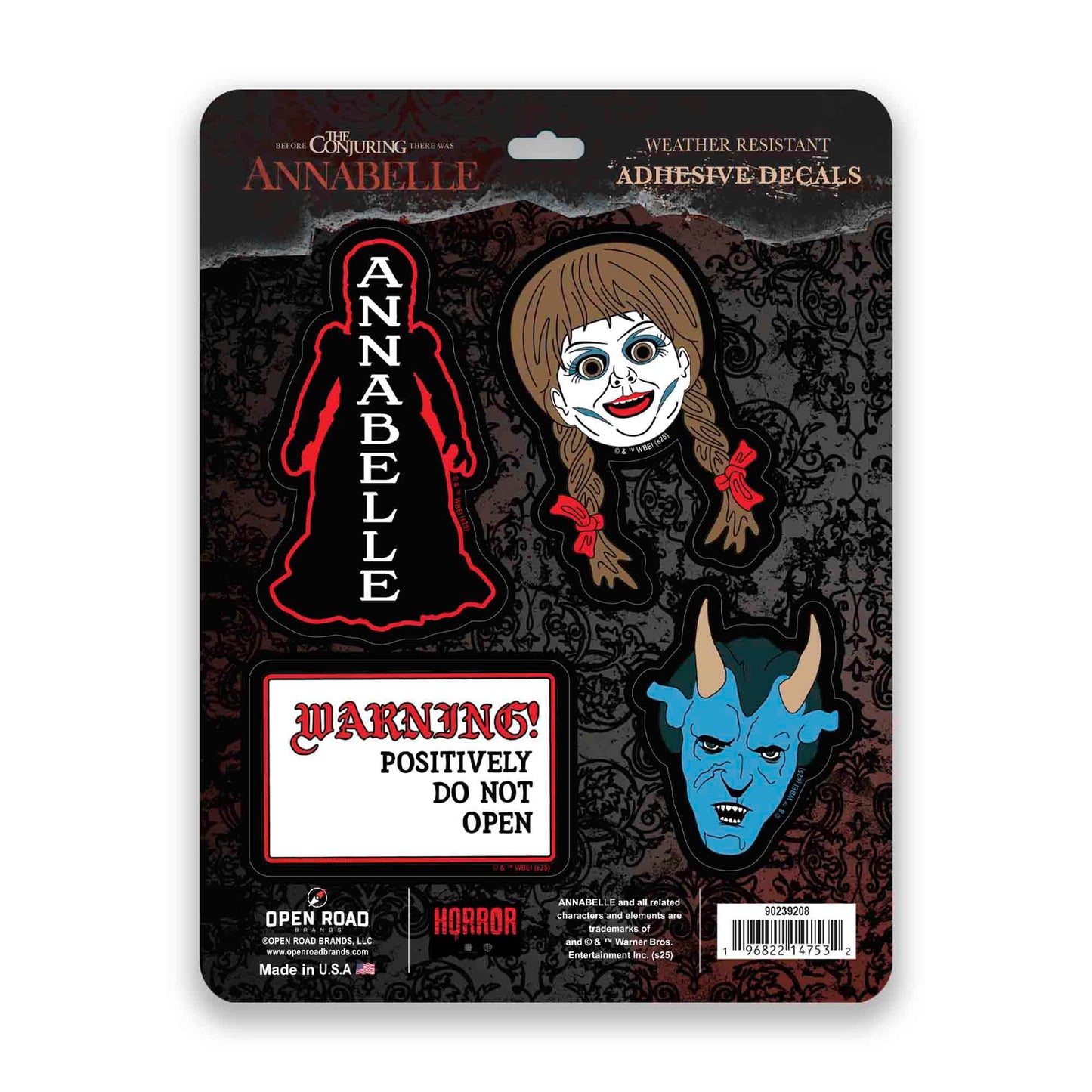 Annabelle 4Pk Adhesive Vinyl Decals - Creepy Horror Movie Sticker Set Featuring The Possessed Doll