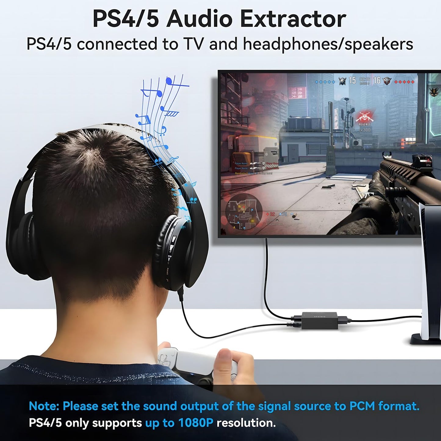 HDMI Audio Extractor Splitter,HDMI to 3.5mm Audio Adapter, 4K*2K@30HZ, 3D, 1080P Compatible for TV, PC, Sound System, Xbox, Switch, PS3, PS4, PS5
