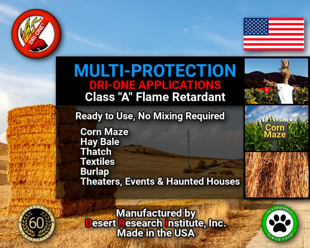 DRI-ONE Fire Retardant Spray for Fabric, Wood & More - Class A -Eco Safe - NFPA 701- ASTM E84