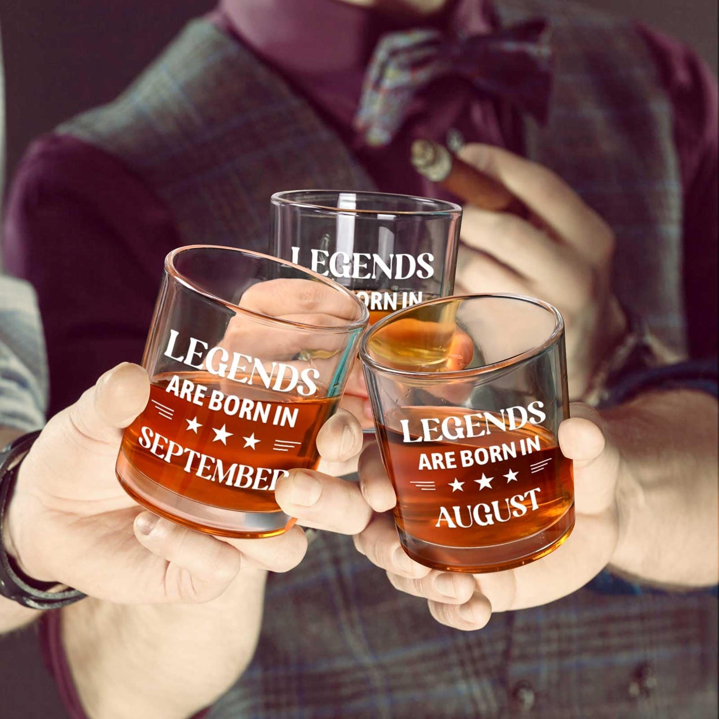 Futtumy Legends Are Born In September, 10 Oz Whiskey Glass with Wooden Barrel, Birthday Gifts for Men, September Birthday Gifts, 40th 50th 60th Mens Birthday Gift Ideas for Dad Grandpa Husband Son