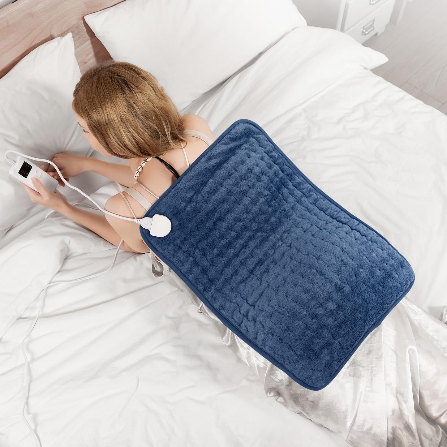 Portable Heating Pad for Neck, Back & Shoulder, 20"x24" Heat Pad with 6 Temps, Moist Heat Option & Auto Shut-Off, Compact for Office or Home