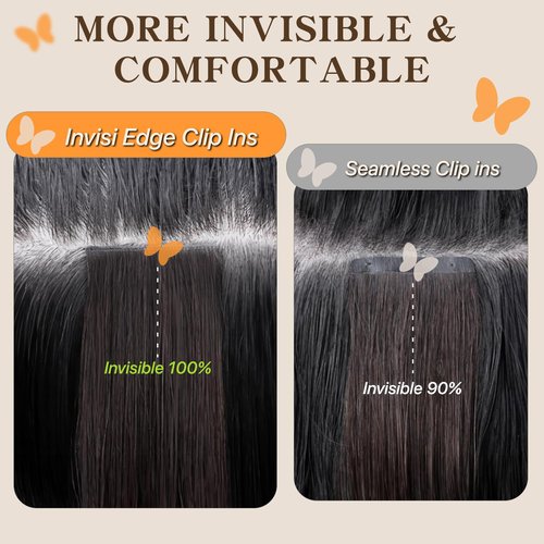TESSHAIR Remy Hair Extensions Clip in Human Hair 18 Inch Straight Real Hair Extensions Clip in Human Hair 120g 7Pcs, Medium Brown Mixed Dark Blonde