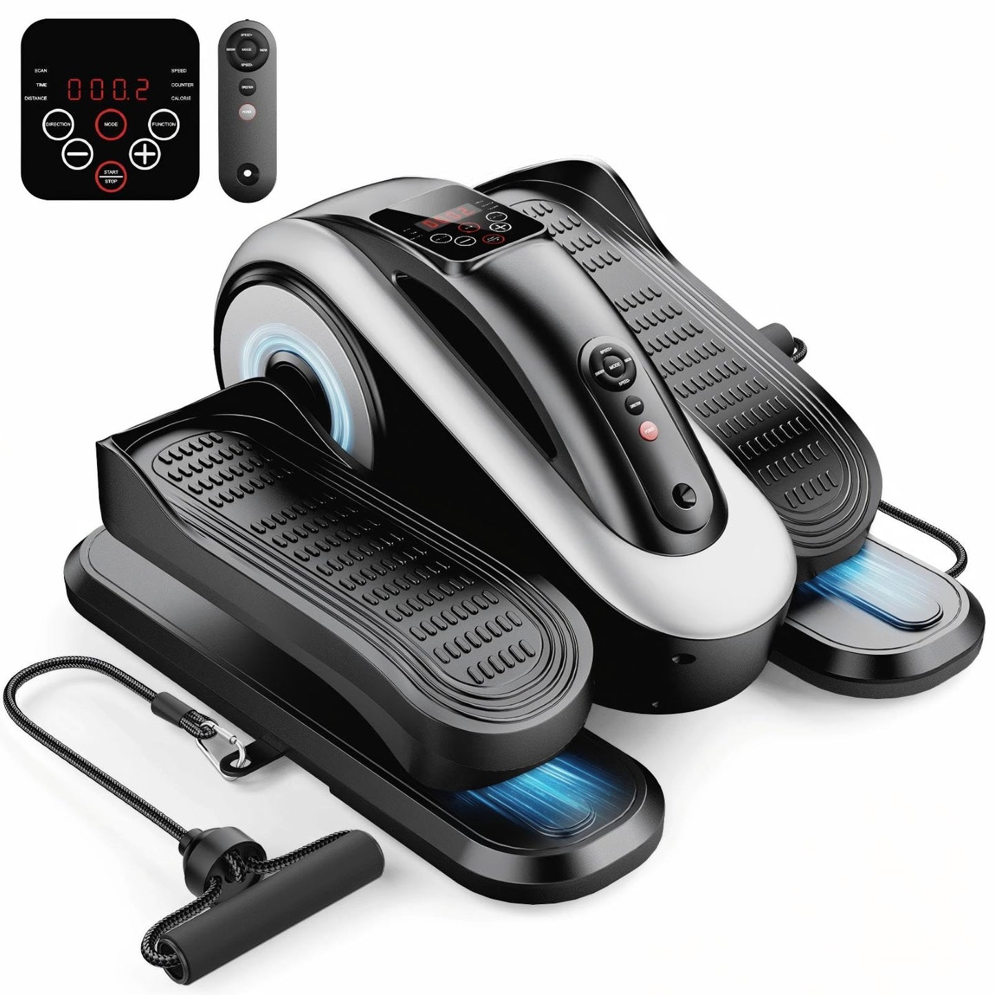 LVPIMAN Large Size Under Desk Elliptical Machine,Electric Leg Exerciser for Seniors,12 Adjustable Speeds&12 Modes with Remote Control,Elastic Rope,Manual&Auto Mode for Home Office