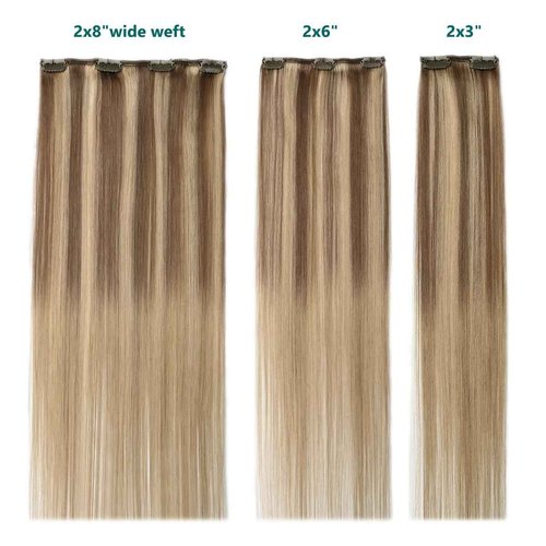 SURNEL Clip in Hair Extensions Balayage Golden Brown to Caramel Blonde Clip in Hair Extensions Real Human Hair 16inch 6pcs 100g(#10/27/27,16'')