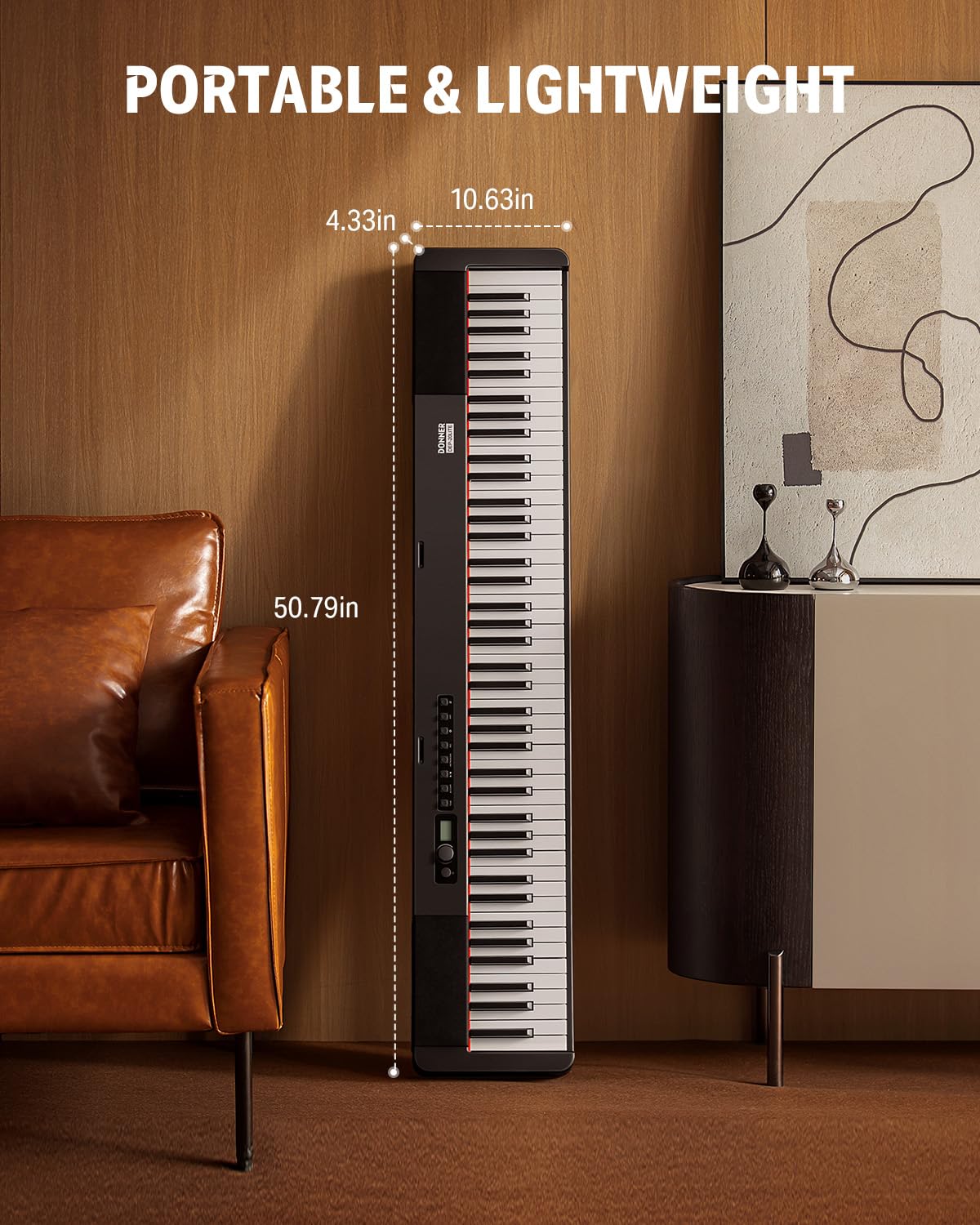 Donner DEP-20 Lite Digital Piano 88 Key Weighted Keyboard Full Size, Portable Electric Piano Set with Stand, Sustain Pedal and Keyboard Stickers, Gifts for Beginners Adults Teens