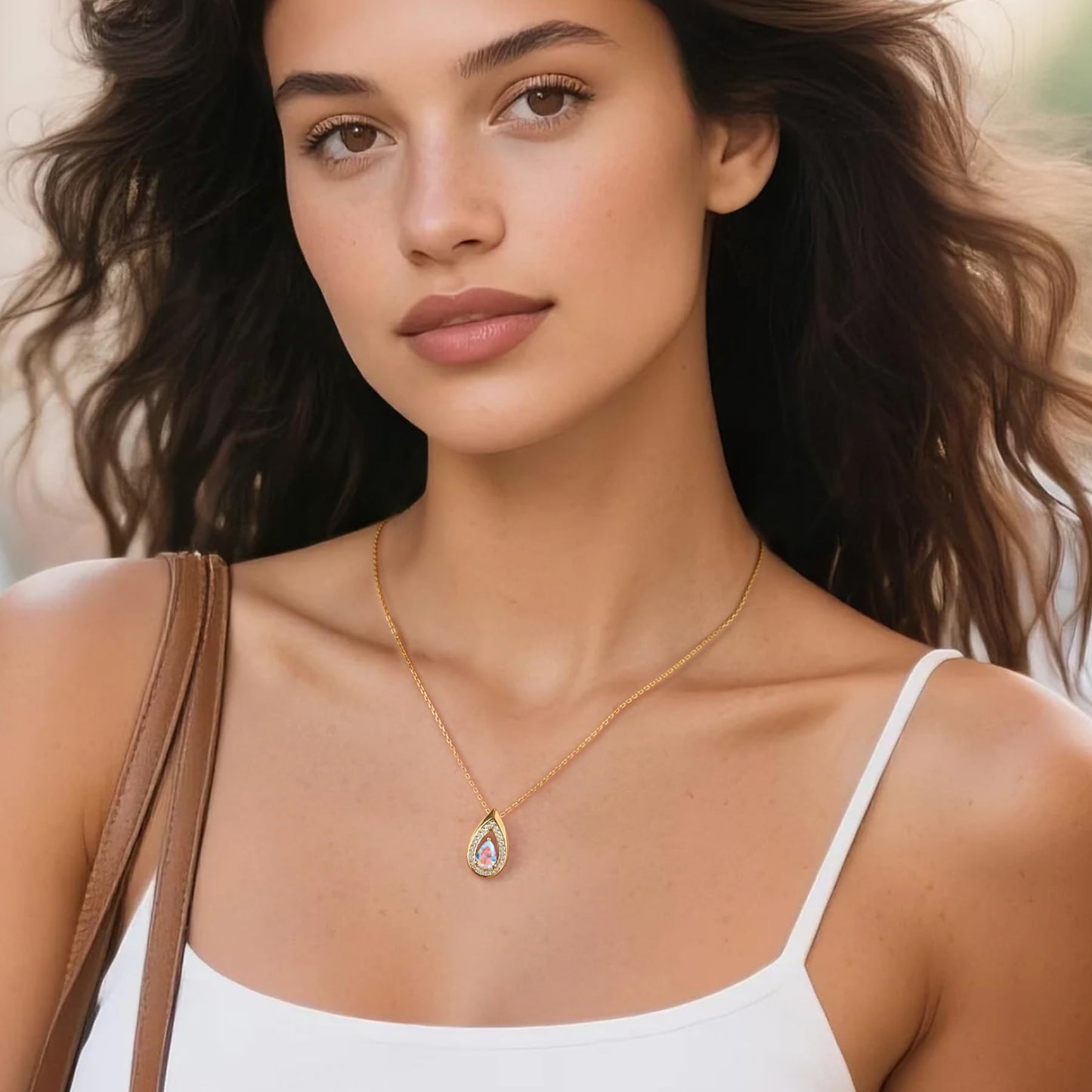 Kstyle 14K Gold Alexandrite Necklaces for Women Birthday Gift Teardrop June Birthstone Pendant Necklace 925 Sterling Silver Jewelry for Wife Girlfriend Daughter Mom Sister