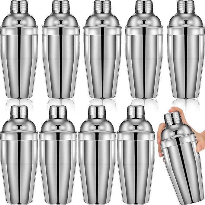 Nitial 9 Pcs Bar Cocktail Shaker Professional Stainless Steel Martini Drink Mixer Built-in Strainer for Bartending No Leak...