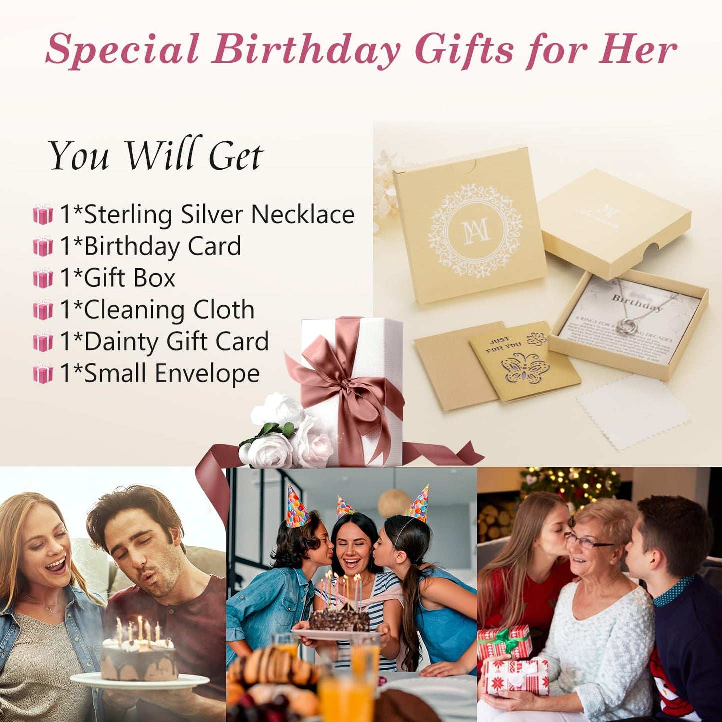 Annamate 60th Birthday Gifts for Women 925 Sterling Silver 6 Circles Necklace For Her Six Decade Jewelry 60 Years Old Birthday Gifts