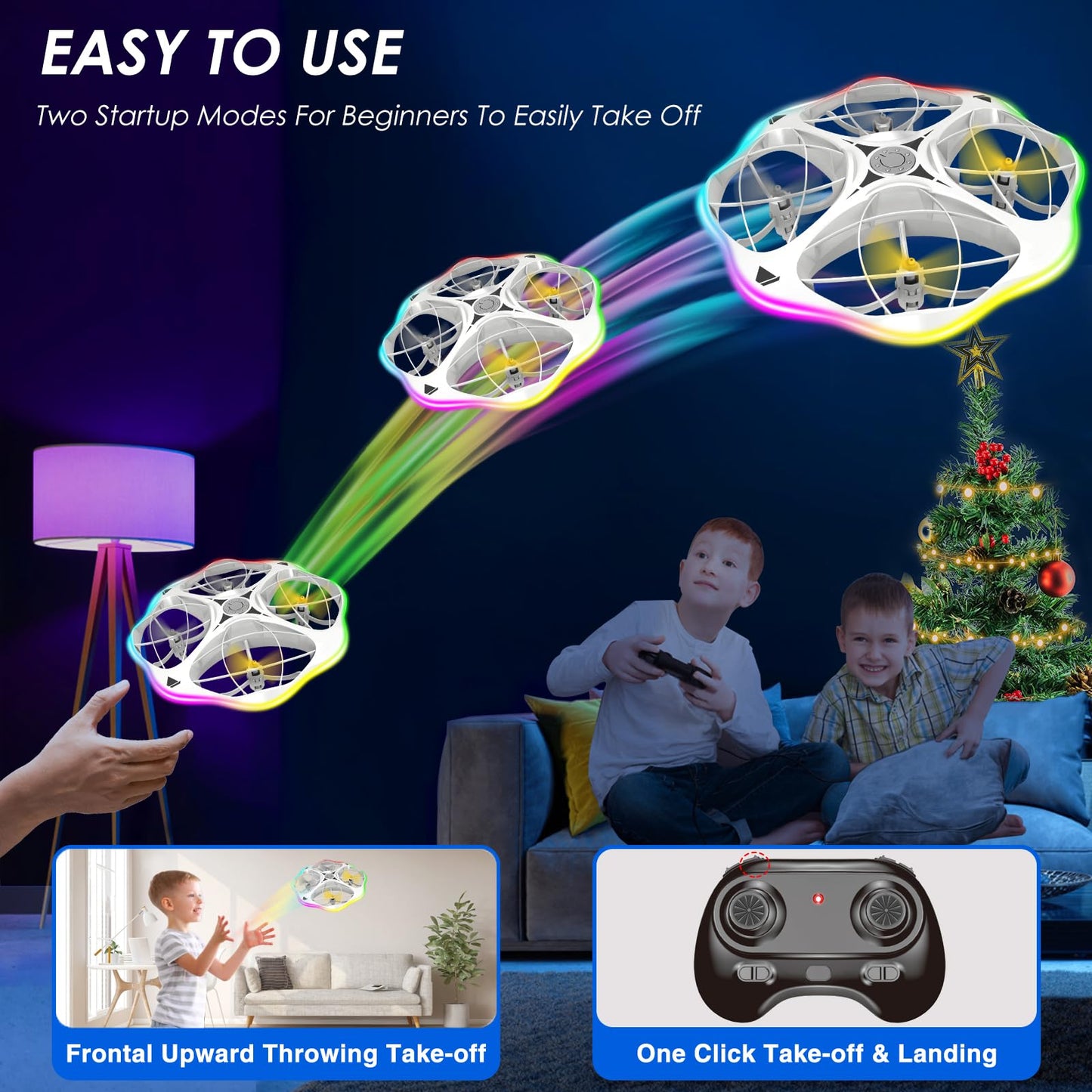 Lawfig Mini Drone for Kids and Beginners, 2024 RC Plane Helicopter Quadcopter Aircraft with Coolful RC Light, Remote Control Airplane with 360° Flip, Surround Flight, Kids Gift Toys for Boys and Girls