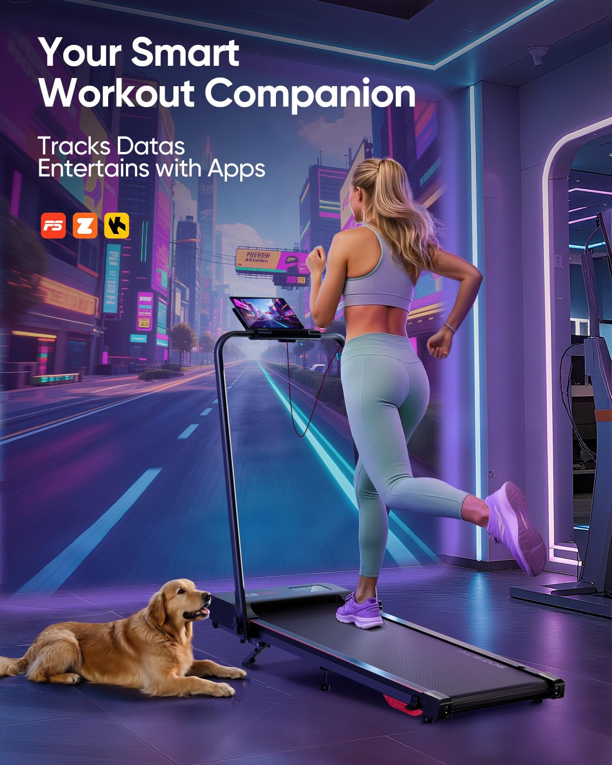Acezoe Walking Pad with 3-Level 10% Incline, Foldable Treadmill for Home Small Office, Compact Portable Under Desk Treadmill with Handle,Dual LED Display, APP & Remote, 300 lbs Capacity