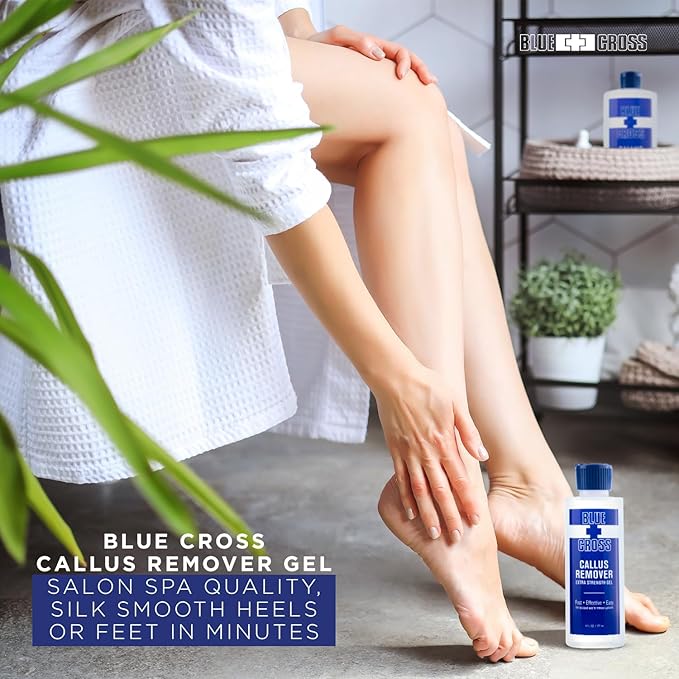 Blue Cross Hydrating, Moisturizing, Strengthening Cuticle Remover Oil with Lanolin + Extra Strength Callus Remover Gel for Heel or Feet, 6 oz each, 2 pack Bundle