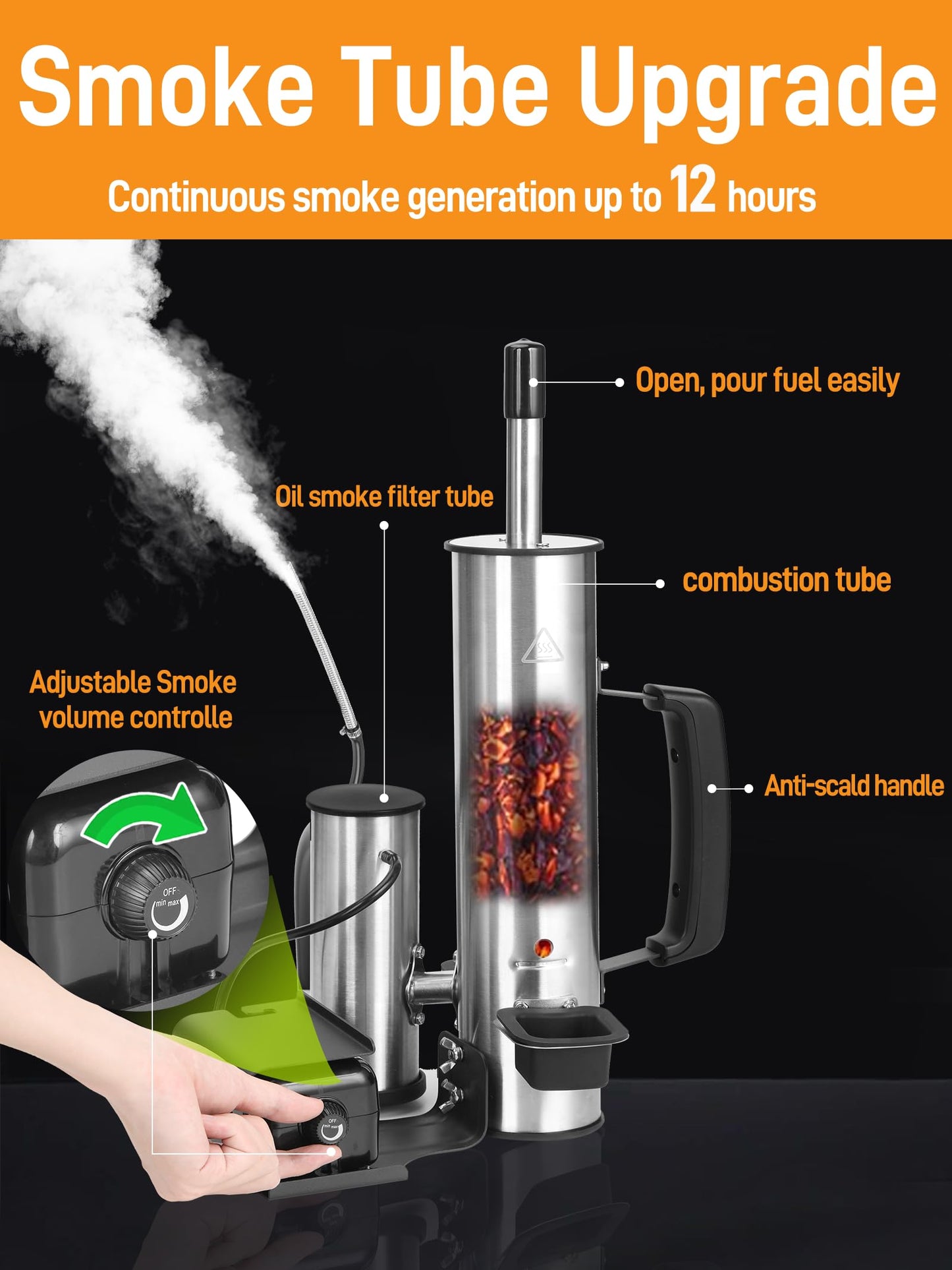 2026 Advanced Cold Smoke Generator, Tube for Pellet Smoker Upgrade, Smoker Attachment for Gas Grilling, Portable Cordless Electric, Hot or Cold Smoking: Fits Weber, Traeger, Pit Boss, East Oak ect...