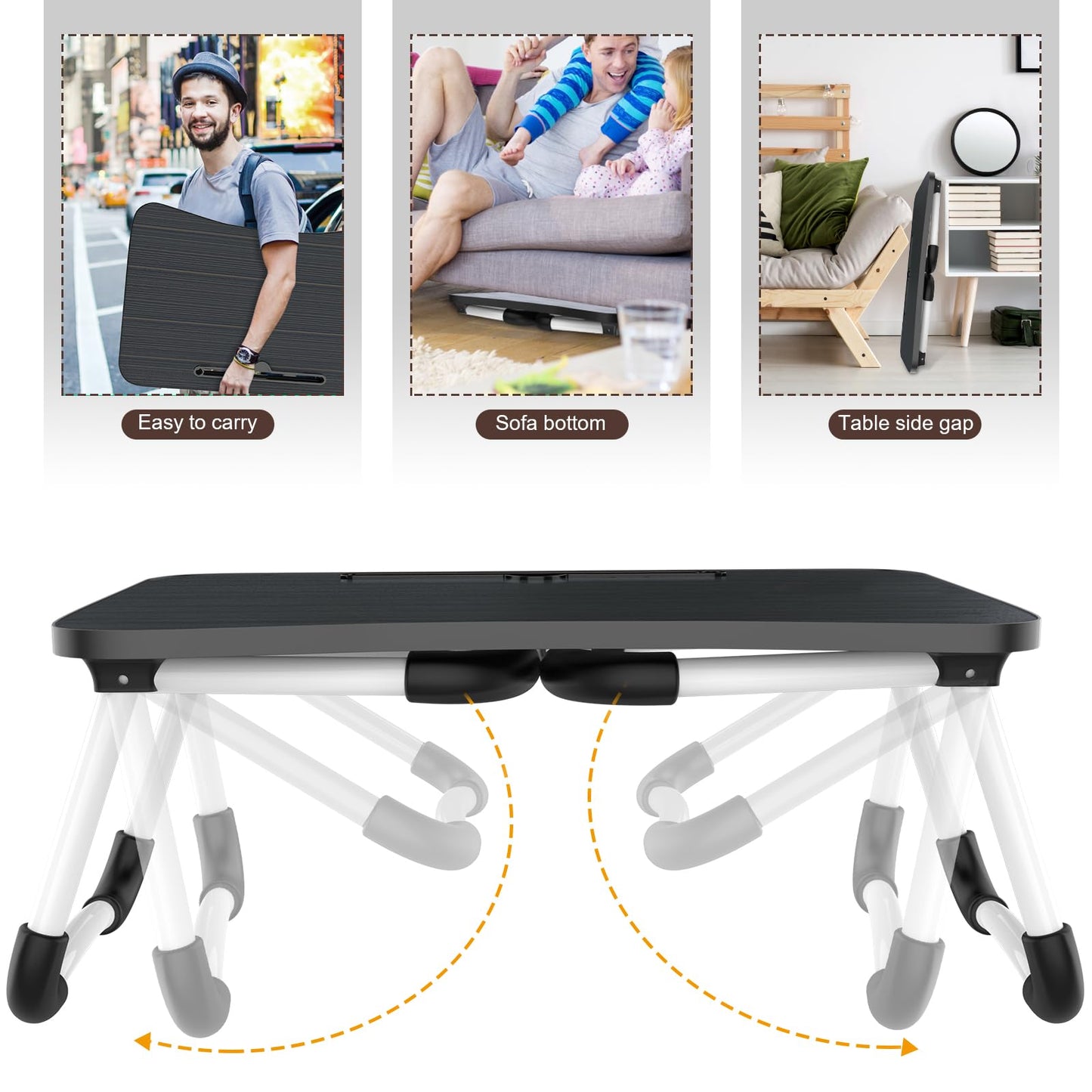 Zapuno Laptop Bed Desk, Foldable Laptop Tray Table with Tablet Slot, Lapdesk Laptop Stand for Bed Portable Standing Table for Bed Couch Floor