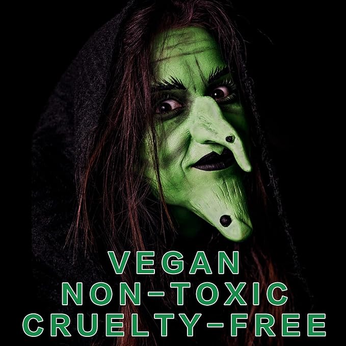 MEICOLY Washable Green Face Body Paint,Halloween SFX Elphaba Witch Makeup,Hunting Hulk Gamora Face Paint,St Patricks Day Accessories,Green Makeup Face Painting for Adults and Kids