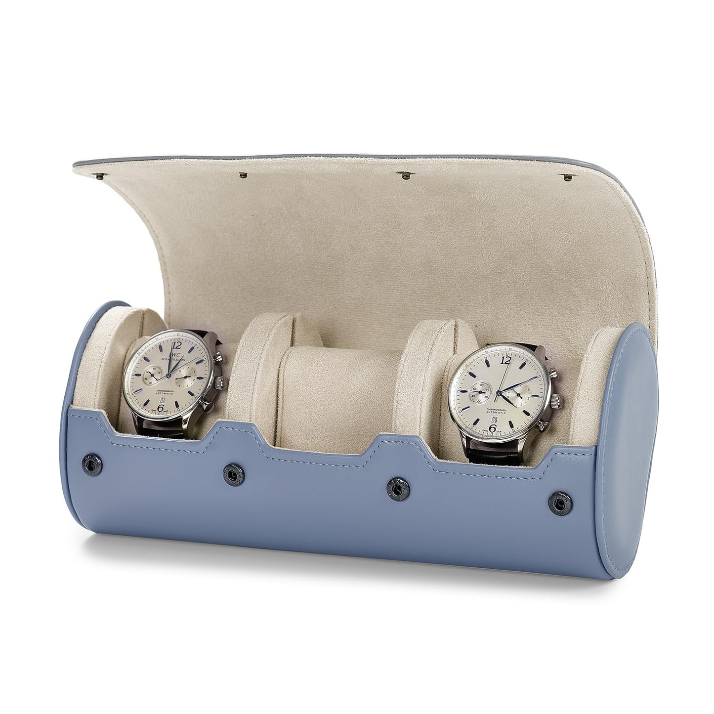 Oirlv Luxury Leather Watch Organizer Case Watch Box for Mens Jewelry Gift Box for Birthday Fathers Day Anniversary(3 slots, Sky Blue)