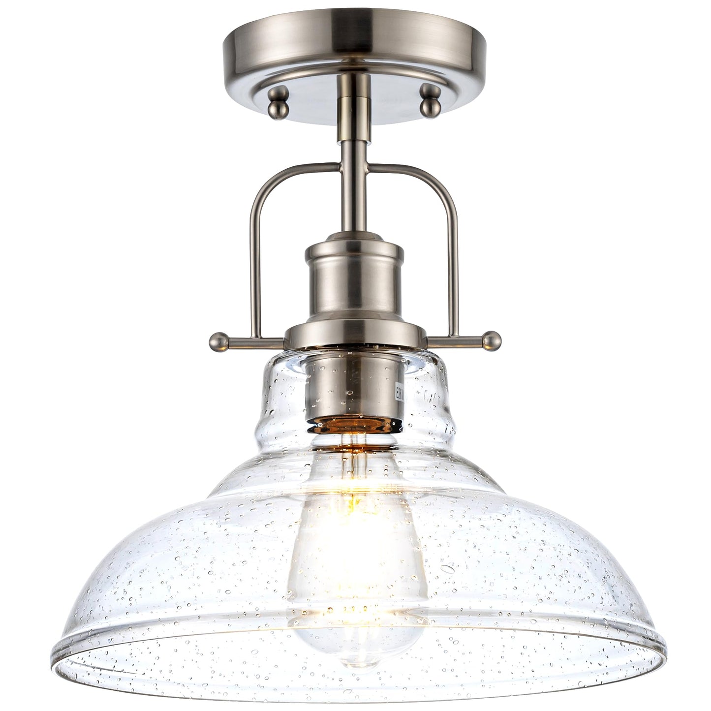 Zlepmlla Modern Flush Mount Ceiling Light Fixture, < Bulb NOT Included> Brushed Nickel Finished with Clear Glass Shade, Farmhouse Light Fixture for Kitchen Island Entryway Porch Foyer Dining Room
