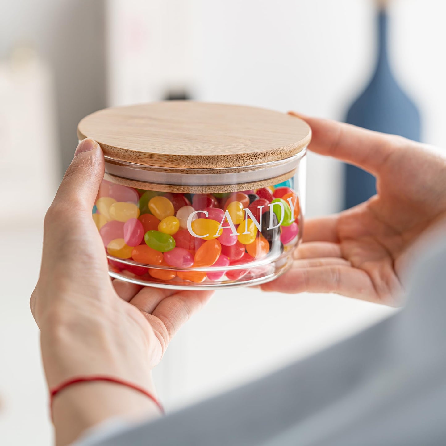 KEKEHOME 11oz Glass Candy Dish with Lid Covered Candy Bowl Decorative Cookie Jar Clear Salad Bowl Buffet Storage Container for Home Kitchen Coffee Table Office Desk and Party Wedding